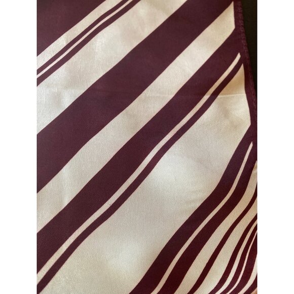 Vintage 1960's Burgundy Cream Graphic Stripe Scarf Square - Picture 2 of 5